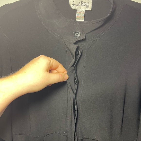 Joseph Ribkoff Black Pleated Button Front Tunic Top Gothic lagenlook Size 10 - Picture 4 of 8